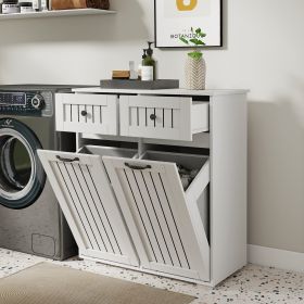 Laundry Cabinet ,with 2 Removable Laundry Basket  And 2 Drawers