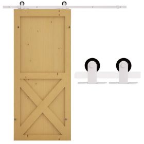6' Rustic Interior Sliding Barn Door Mounting Hardware Kit, White