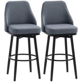 Modern Bar Stools, Set of 2 Swivel Kitchen Chairs, Dark Gray