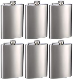 Top Shelf Flasks Stainless Steel Hip Flasks, 8 oz, Set of 6