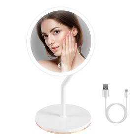 1Pc 7.48In 5X Magnifying Lighted Makeup Mirror Dimmable Magnification Mirror With Lights Lighted Vanity Mirror With 3 Light Colors