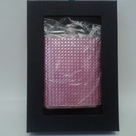 Rhinestone Pink Bead Studded Hip Flask