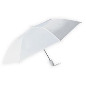 Compact Umbrella - Solid White - Great for Travel - Lightweight - 41" Canopy - 20.5" Long When Open - Push Button Auto Open - Polyester