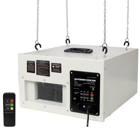 Remote-Controlled Air Filtration System,3 Positions Adjust 300 350 400 CFM,120V 60Hz,for Woodworking For Shop Garage,ETL Certificate,White Color