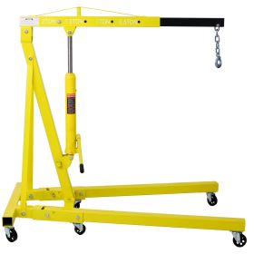 2 Ton Folding Engine Hoist Cherry Picker Shop Crane Hoist Lift, Heavy Duty Steel With 6 Iron Caster Wheels Yellow
