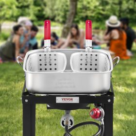 18 Qt Fish And Wing Fryer Aluminum Outdoor Propane Deep Fryer Kit With 2 Baskets