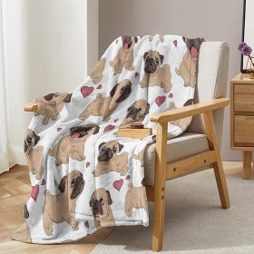 1pc Cute Cartoon Lapdog Heart Pattern Cute Pet Style Soft And Skin Friendly Blanket Cover Blanket Casual Blanket