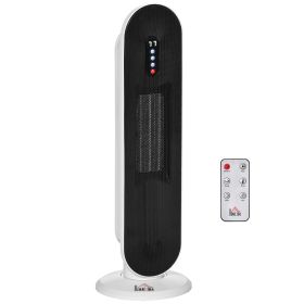 HOMCOM Home Space Heater, Portable Electric Heaters with 45 Degree Oscillation, Remote Control, 24H Timer and Overheating Protection, 1500W/1000W