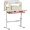 Qaba Children's Study Desk, Height Adjustable Writing Table with Tilt Desktop, Drawer & Storage, for School & Homework, Pink