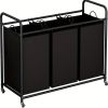 3-Bag Rolling Laundry Sorter Hamper, 63.4-Gallon Heavy-Duty Laundry Cart with Removable Bags & Lockable Wheels