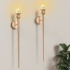 2-Pack Golden Candle Holder Torch Wall Light, Electronic Candle Wall Scone