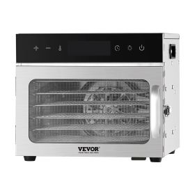 VEVOR Food Dehydrator Machine, 6 Stainless Steel Trays, 400W Electric Food Dryer with Adjustable Temperature & 24-Hour Timer, Freeze Dryer for Jerky