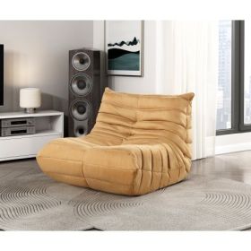 Luxury Accent Chair Tufted Yellow Microfiber Comfy Chair Living Room Furniture 1pc Floor Chair