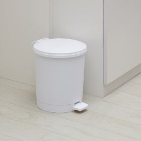 1.5 Gallon Round White Plastic Indoor Step Trash Can for Bathroom