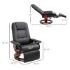 HOMCOM Living Room Relaxation: Black Faux Leather Swivel Recliner with Adjustable Footrest