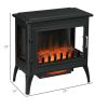 HOMCOM 24" Black Free Standing Electric Fireplace, Electric Fireplace Heater with Realistic Fake Fire