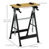 Work Bench Tool Stand with Adjustable Height and Angle, Carpenter Saw Table with 4 Clamps, Steel Frame, 220lbs Capacity