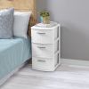 3 Drawer Weave Tower, Plastic Decor Drawers with Pull Handles, White