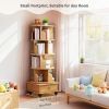 5 Tier Rotating Bookshelf, 360° Display Round Spinning Bookshelf with Wheels, Space-Saving, Small Space Rotating Bookshelf Tower for Bedroom