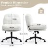 Cross Legged Office Chair on Wheels Adjustable Swivel Wider & Thickened, Ergonomic Desk Chair for Home Office, Vanity,White