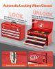 Tool Box 20.5-inch Portable Metal Tool Box with 3 Drawers Tool Organizer Red