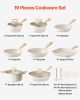 19 Piece Pots and Pans Set Granite Nonstick Kitchen Cookware Induction White