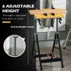 Work Bench Tool Stand with Adjustable Height and Angle, Carpenter Saw Table with 4 Clamps, Steel Frame, 220lbs Capacity