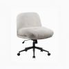 Cross Legged Office Chair on Wheels Adjustable Swivel Wider & Thickened, Ergonomic Desk Chair for Home Office, Vanity,White