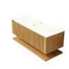 HIZON 48" Wall-Mounted Corolla Oak Woodgrain Plywood Bathroom Storage Cabinet with Drawer and Shelf, White Sintered Stone Countertop, NO Basin