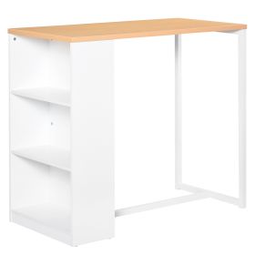Modern Bar Table Counter Height Dining Table with 3 Storage Shelves for Kitchen, Dining Room, Living Room, White