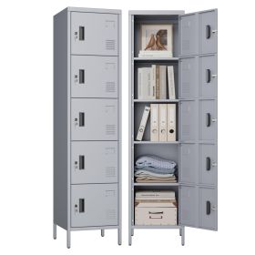 Aobabo 5 Doors Metal Lockers For Employees School Office Gym Home Storage,Assembly Required,Grey