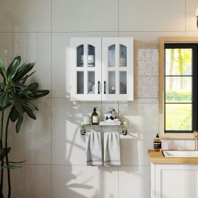 Wall Cabinet, Glass Door Display Wall Mounted Cabinet, Floating Cabinet With Inadjustable Shelves For Kitchen,Bathroom,Living Room