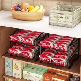 4 Tiers Can Organizer Rack, 48 Cans Soda Can Dispenser Organizer for Refrigerator, Set of 2 Stackable Beverage Dispenser Rack (Option: 2)