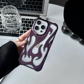 Electroplating Hollow Heat Dissipation Phone Case Flame Pattern High-grade Soft Shell (Option: Electroplating Purple-13 14 15 Universal)