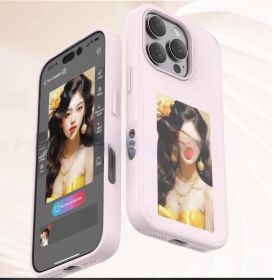 E-ink Screen Phone Case Unlimited Screen Projection Personalized Phone Cover Battery Free New Designer Luxury Phone Case (Option: Pink-Apple 15pro)