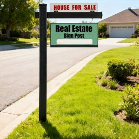 6 Feet Vinyl UPVC Real Estate Realtor Yard Sign Post (Option: Black)