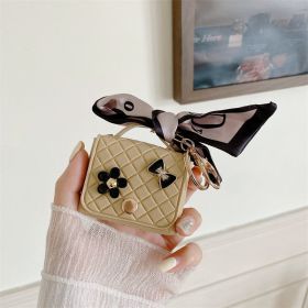 Korean Style Silk Scarf Earphone Bag (Option: Apricot-AirPods Universal)