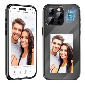 IPhone15 PRO PROMAX NFC Ink Screen Flip Phone Case Smart Creative DIY Custom All-Inclusive Case (Option: Black-IPhone 15ProMax)