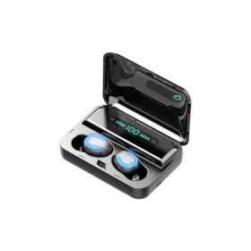 Multifunction Bluetooth Headset Binaural Movement Power Bank Phone Support (Option: Black)