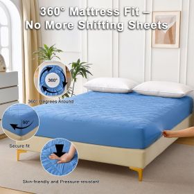Diamond Grid Ultrasonic Waterproof Mattress Protector (Color: light blue)