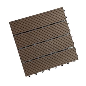 One box of 11 pieces, 300 * 300 * 22mm per piece Outdoor garden floor tiles Pool wood plastic DIY buckle splicing wpc (Color: coffee)
