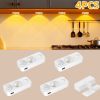 4PCS LED motion-sensing bulb, rechargeable cabinet light, stick-on wireless LED night light, under drawers, shelves, and cabinets, warm white