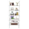 5-Shelf Wood Ladder Bookcase with Metal Frame Industrial 5-Tier Modern Ladder Shelf