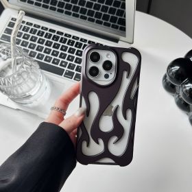 Electroplating Hollow Heat Dissipation Phone Case Flame Pattern High-grade Soft Shell (Option: Matte Purple-13pro 14pro 15pro)