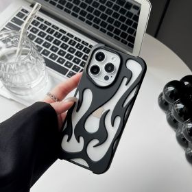 Electroplating Hollow Heat Dissipation Phone Case Flame Pattern High-grade Soft Shell (Option: Matte Black-12 13promax 14 15plus)